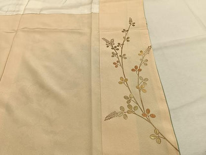 平和屋着物●十日町友禅作家　松雨　訪問着　駒刺繍　枝花文　暈し染め　金彩　正絹　逸品　AABJ4444fy