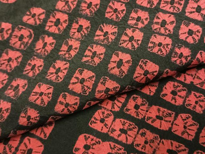 平和屋着物●上質な小紋　雲絞り　幾何学文様　黒地　正絹　逸品　AABJ4445fy