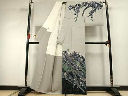 平和屋着物●訪問着　作家物　絞り　辻が花　暈し染め　金彩　正絹　逸品　AABJ4446fy