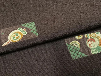 平和屋着物●上質な小紋　張子　でんでん太鼓　正絹　逸品　未使用　AABJ4448fy
