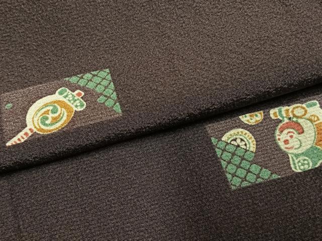 平和屋着物●上質な小紋　張子　でんでん太鼓　正絹　逸品　未使用　AABJ4448fy