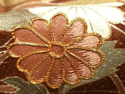 平和屋着物●訪問着　駒刺繍　草花文　金彩　正絹　逸品　未使用　AABJ4451fy