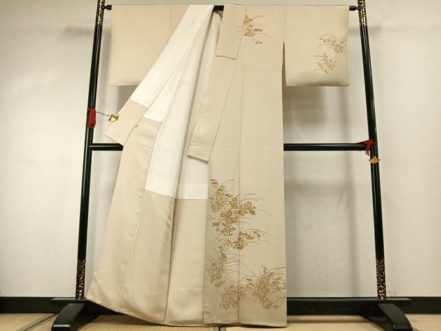 平和屋着物●創業460年・千總　訪問着　刺繍　草花文　暈し染め　金彩　伊勢丹扱い　正絹　逸品　AABJ4454fy