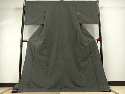 平和屋着物●小紋　縞　ロング丈　洗える着物　AABJ4455fy
