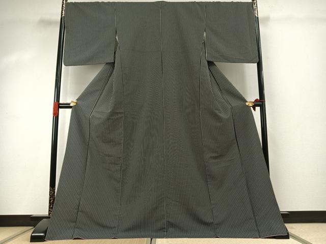 平和屋着物●小紋　縞　ロング丈　洗える着物　AABJ4455fy