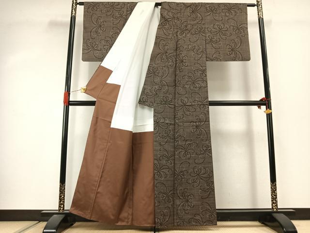 平和屋着物●本場大島紬　一元7マルキ　舞花文　正絹　逸品　AABJ4459fy