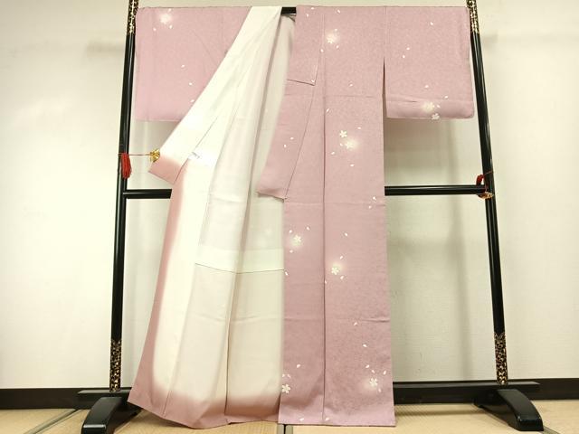 平和屋着物●上質な小紋　舞桜文　蛍暈し　正絹　逸品　AABJ4460fy