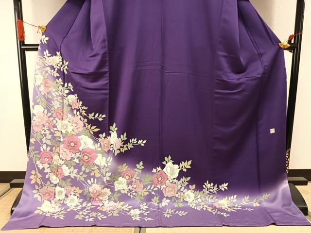 平和屋着物●訪問着　作家物　枝花文　暈し染め　金彩　ロング丈　正絹　逸品　AABJ4461fy