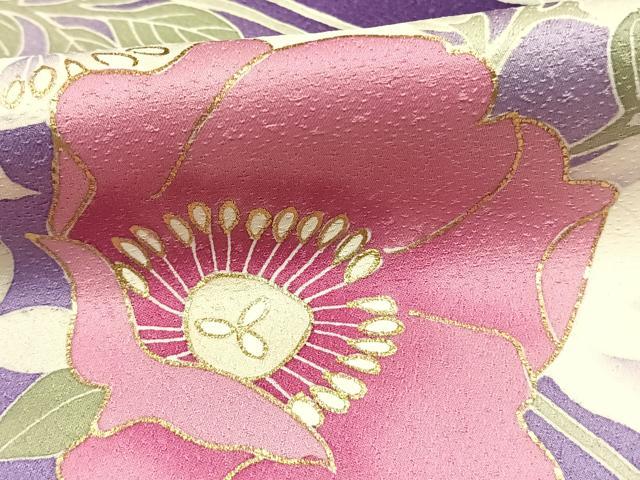 平和屋着物●訪問着　作家物　枝花文　暈し染め　金彩　ロング丈　正絹　逸品　AABJ4461fy
