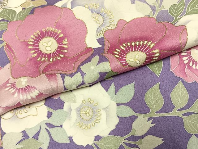 平和屋着物●訪問着　作家物　枝花文　暈し染め　金彩　ロング丈　正絹　逸品　AABJ4461fy