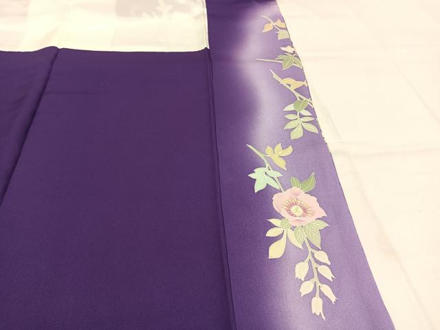 平和屋着物●訪問着　作家物　枝花文　暈し染め　金彩　ロング丈　正絹　逸品　AABJ4461fy