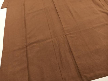 平和屋着物●男性　紬　アンサンブル　色無地　渋紙色　正絹　逸品　AABJ4462fy