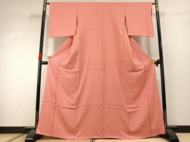 平和屋着物●上質な色無地　霞地紋　薄紅色　正絹　逸品　AABJ4463fy