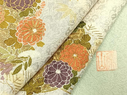 平和屋着物●訪問着　作家物　駒刺繍　草花文　暈し染め　金彩　正絹　逸品　AABJ4464fy