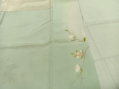 平和屋着物●訪問着　作家物　駒刺繍　草花文　暈し染め　金彩　正絹　逸品　AABJ4464fy