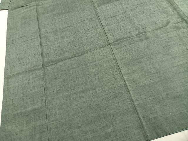平和屋着物●男性　紬　アンサンブル　髭紬　羽織セット　色無地　千草色　正絹　逸品　AABJ4467fy
