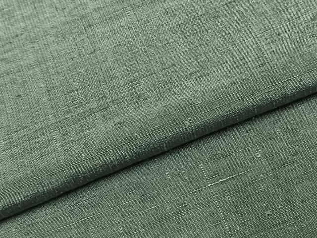 平和屋着物●男性　紬　アンサンブル　髭紬　羽織セット　色無地　千草色　正絹　逸品　AABJ4467fy