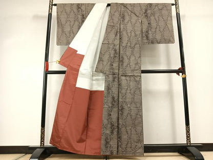 平和屋着物●本場大島紬　カタス9マルキ　草花文　正絹　逸品　未使用　AABJ4469fy