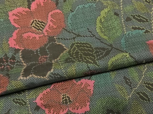 平和屋着物●本場大島紬　一元7マルキ　草花文　正絹　逸品　未使用　AABJ4472fy
