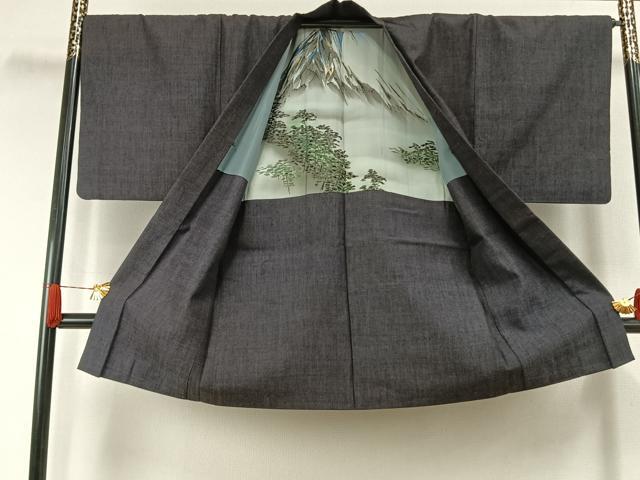 平和屋着物●男性　紬　アンサンブル　霞文　正絹　逸品　AABJ4476fy