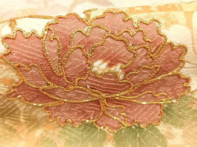 平和屋着物●訪問着　駒刺繍　草花文　金彩　正絹　逸品　AABJ4478fy