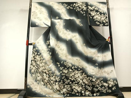 平和屋着物●越後十日町の一流染匠　桐屋・翠山工房　徳永憲峯　訪問着　辻が花　暈し染め　金通し地　正絹　逸品　AABJ4480fy
