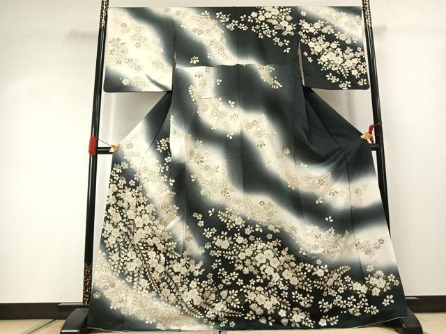平和屋着物●越後十日町の一流染匠　桐屋・翠山工房　徳永憲峯　訪問着　辻が花　暈し染め　金通し地　正絹　逸品　AABJ4480fy
