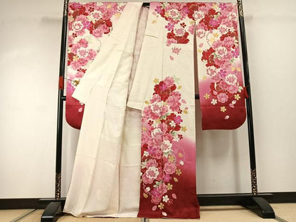 平和屋着物●世界的ファッションデザイナー　山本寛斎　kansaiブランド　振袖　舞花文　暈し染め　金彩　正絹　逸品　AABJ4483fy