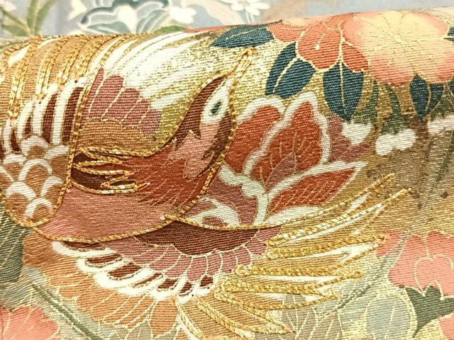 平和屋着物●訪問着　作家物　駒刺繍　花鳥文　暈し染め　金彩　反端付き　正絹　逸品　AABJ4485fy