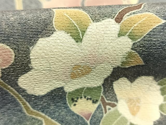 平和屋着物●訪問着　友禅　作家物　枝花文　暈し染め　浜ちりめん　反端付き　正絹　逸品　AABJ4487fy