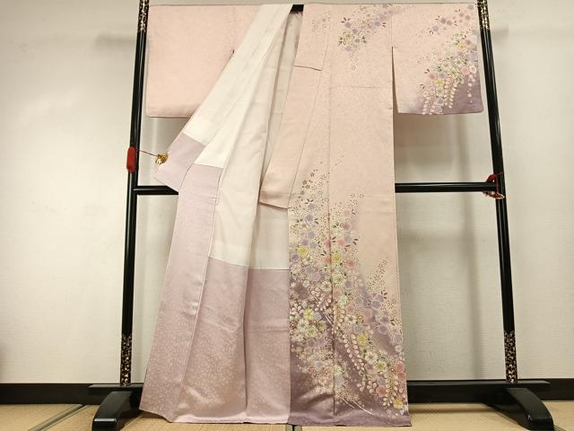 平和屋着物●訪問着　作家物　辻が花　暈し染め　金彩　金通し地　正絹　逸品　AABJ4488fy