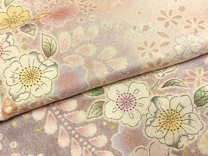 平和屋着物●訪問着　作家物　辻が花　暈し染め　金彩　金通し地　正絹　逸品　AABJ4488fy