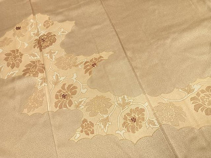 平和屋着物●訪問着　駒刺繍　更紗花文　正絹　逸品　AABJ4490fy