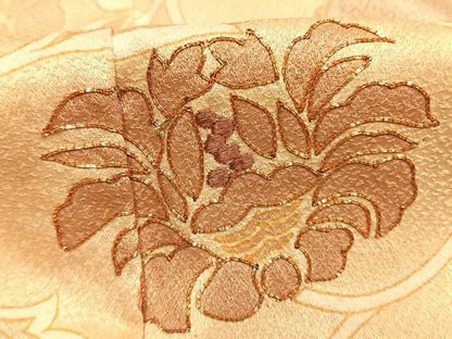 平和屋着物●訪問着　駒刺繍　更紗花文　正絹　逸品　AABJ4490fy