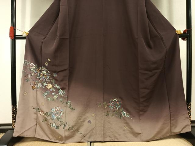 平和屋着物●訪問着　刺繍　花鳥文　暈し染め　正絹　逸品　AABJ4491fy