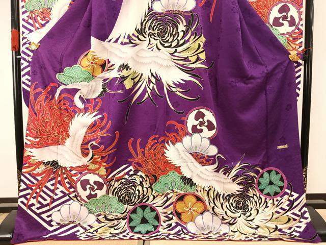 平和屋着物●世界的ファッションデザイナー　山本寛斎　kansaiブランド　振袖　花鳥文　金糸　金彩　正絹　逸品　AABJ4492fy