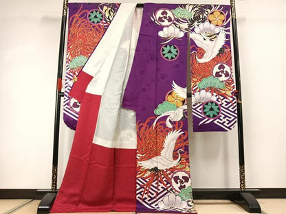 平和屋着物●世界的ファッションデザイナー　山本寛斎　kansaiブランド　振袖　花鳥文　金糸　金彩　正絹　逸品　AABJ4492fy