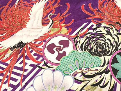 平和屋着物●世界的ファッションデザイナー　山本寛斎　kansaiブランド　振袖　花鳥文　金糸　金彩　正絹　逸品　AABJ4492fy