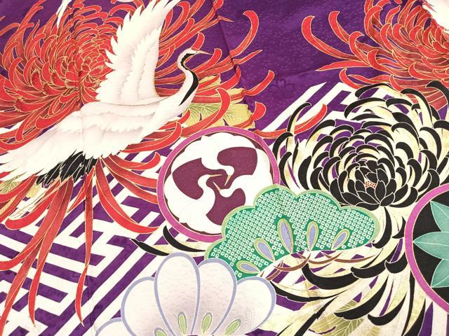 平和屋着物●世界的ファッションデザイナー　山本寛斎　kansaiブランド　振袖　花鳥文　金糸　金彩　正絹　逸品　AABJ4492fy