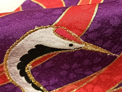 平和屋着物●世界的ファッションデザイナー　山本寛斎　kansaiブランド　振袖　花鳥文　金糸　金彩　正絹　逸品　AABJ4492fy
