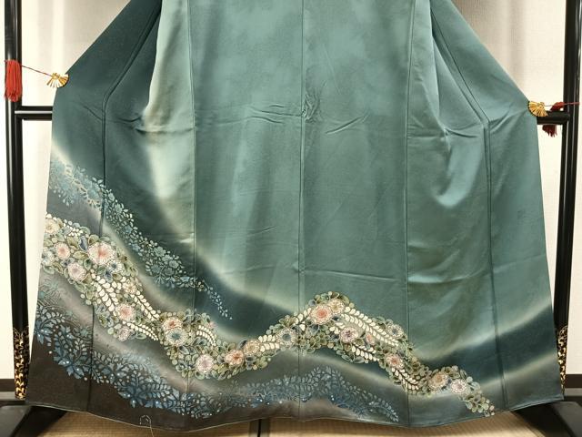 平和屋着物●訪問着　作家物　絞り　辻が花　暈し染め　金通し地　正絹　逸品　AABJ4494fy