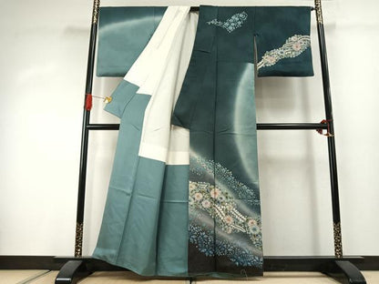 平和屋着物●訪問着　作家物　絞り　辻が花　暈し染め　金通し地　正絹　逸品　AABJ4494fy