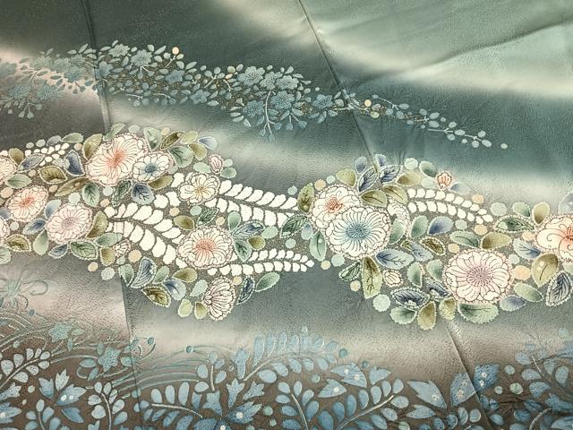 平和屋着物●訪問着　作家物　絞り　辻が花　暈し染め　金通し地　正絹　逸品　AABJ4494fy
