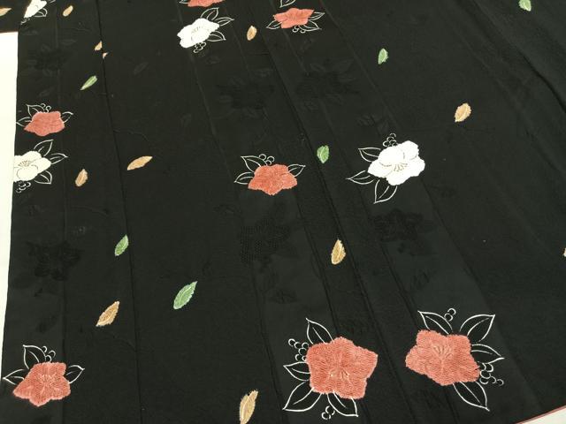 平和屋着物●上質な小紋　地紋起こし　草花文　黒地　金彩　正絹　逸品　AABJ4497fy