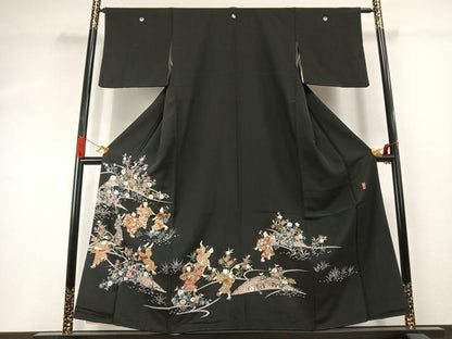 平和屋着物●豪華黒留袖　作家物　人物花文　金彩　正絹　逸品　AABJ4499fy