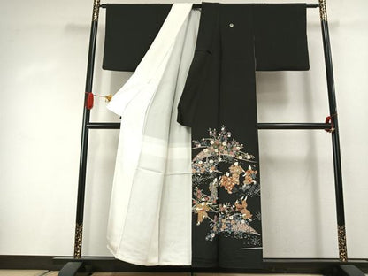 平和屋着物●豪華黒留袖　作家物　人物花文　金彩　正絹　逸品　AABJ4499fy