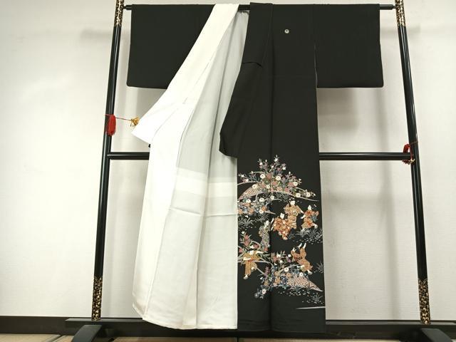 平和屋着物●豪華黒留袖　作家物　人物花文　金彩　正絹　逸品　AABJ4499fy