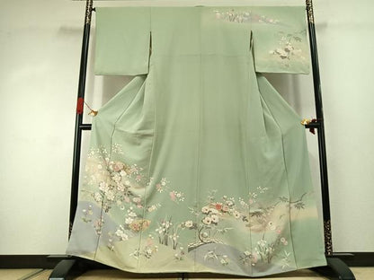 平和屋着物●訪問着　地紙花文　暈し染め　金彩　正絹　逸品　AABJ4502fy