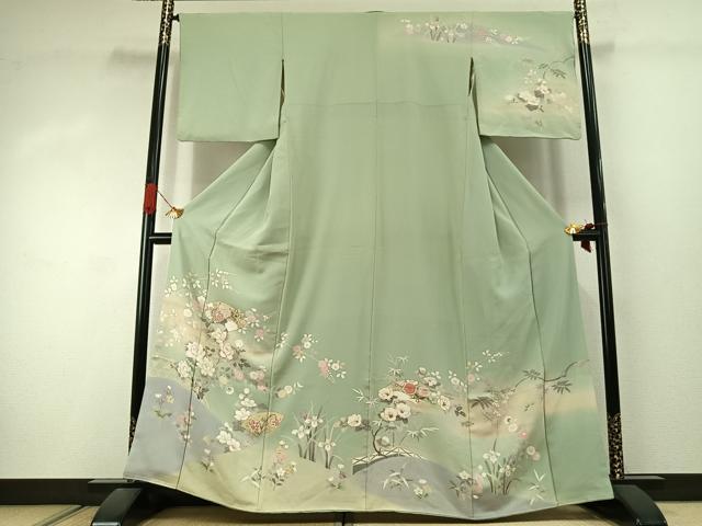 平和屋着物●訪問着　地紙花文　暈し染め　金彩　正絹　逸品　AABJ4502fy