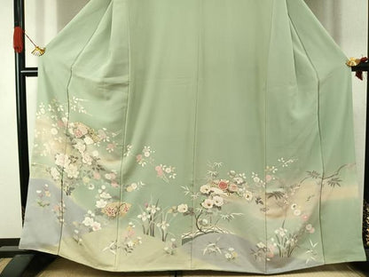平和屋着物●訪問着　地紙花文　暈し染め　金彩　正絹　逸品　AABJ4502fy